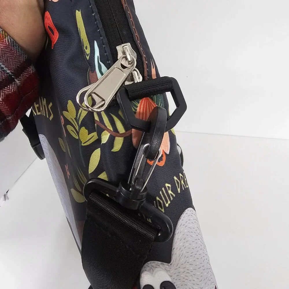 Laptop Crossbody Messenger Bag Sloth Black Boho School Office Floral